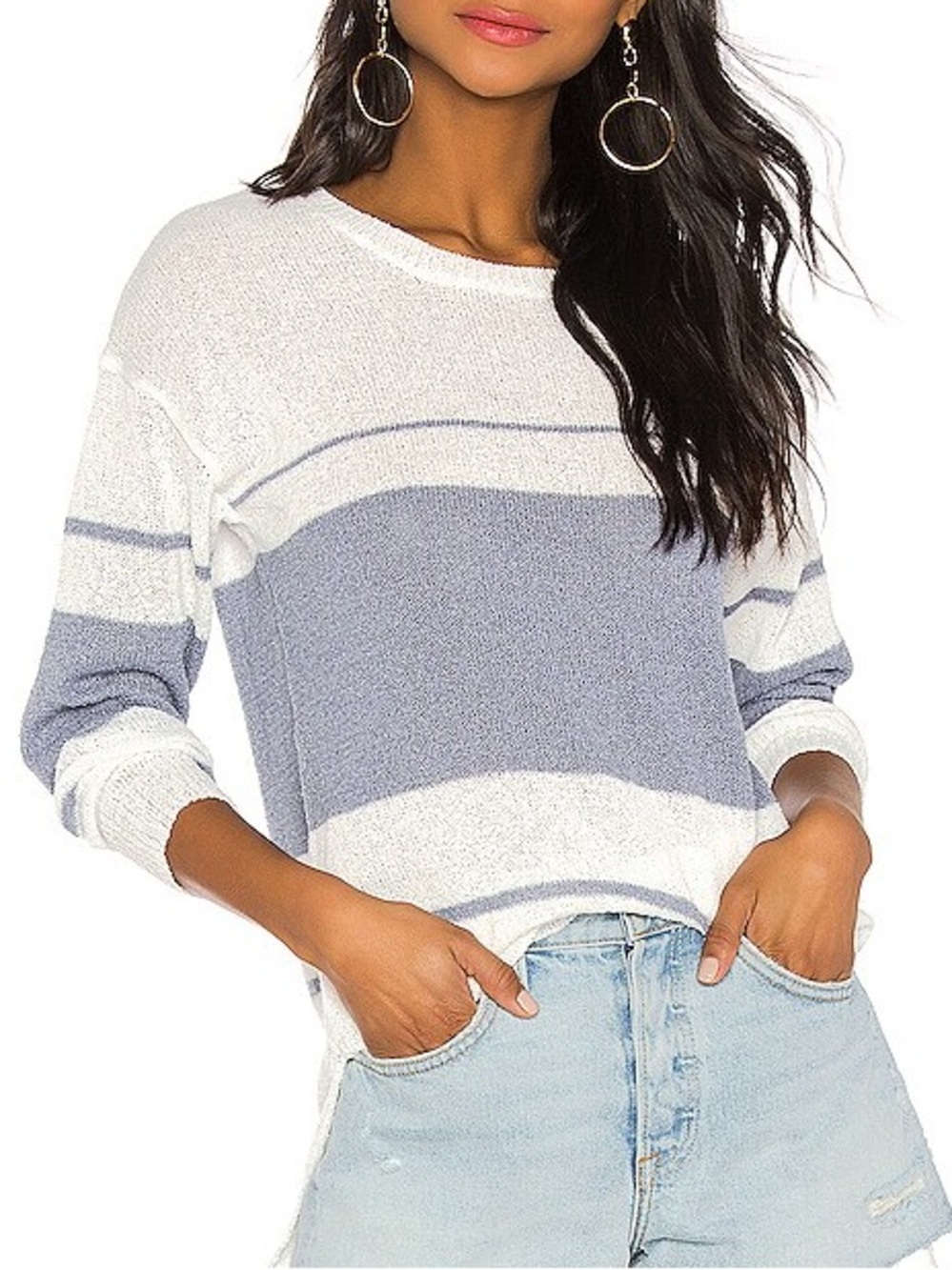 Revolve superdown Tiffany Stripe Sweater in White & Blue